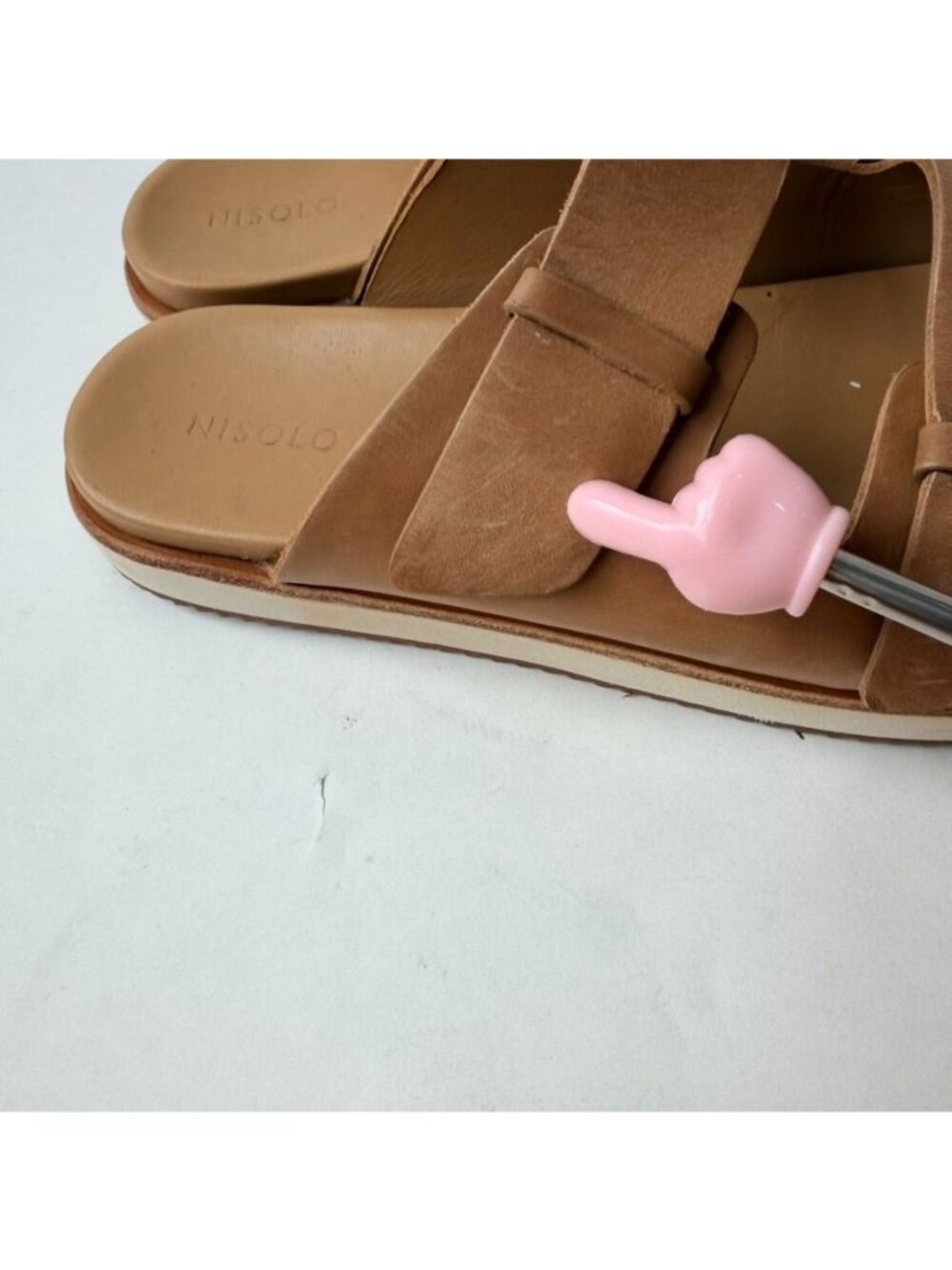 Nisolo Ella Platform Slide Womens Size 6.5 Beige Leather Sandals Comfor - Picture 12 of 12